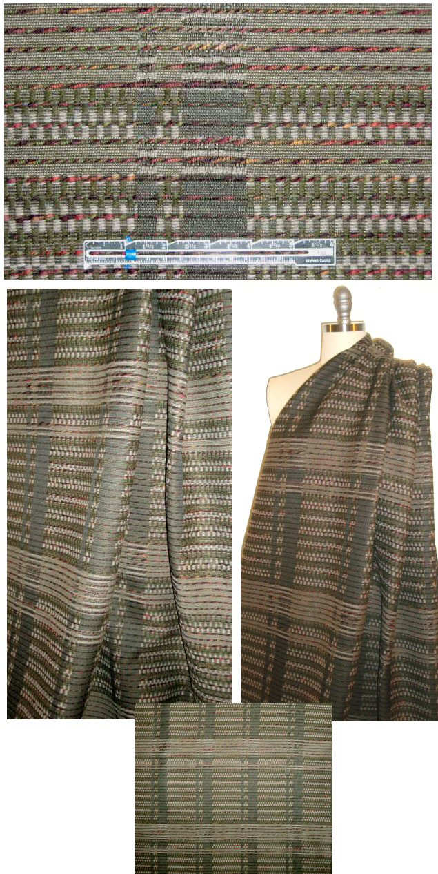 NY designer loden novelty weave plaid 1.5 yd