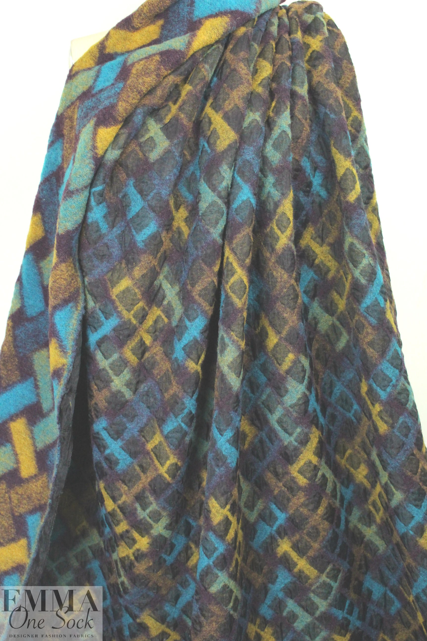 Italian autumn wool fleece with infused sparkle organza