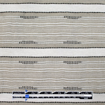 Zegn@ novelty stripe linen/cotton woven - eggshell/black/taupe 1.25 yds