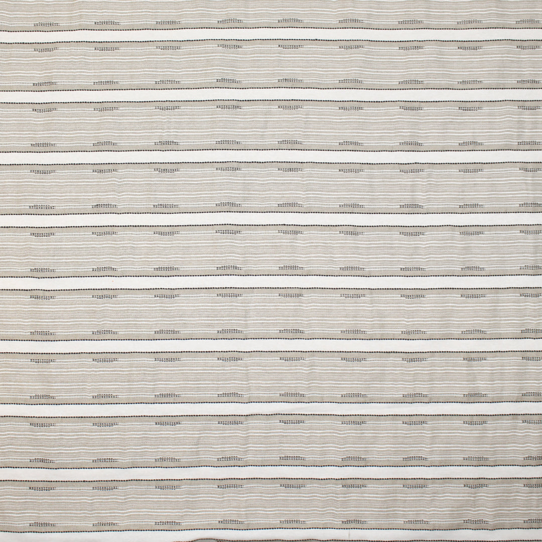 Zegn@ novelty stripe linen/cotton woven - eggshell/black/taupe 1.25 yds
