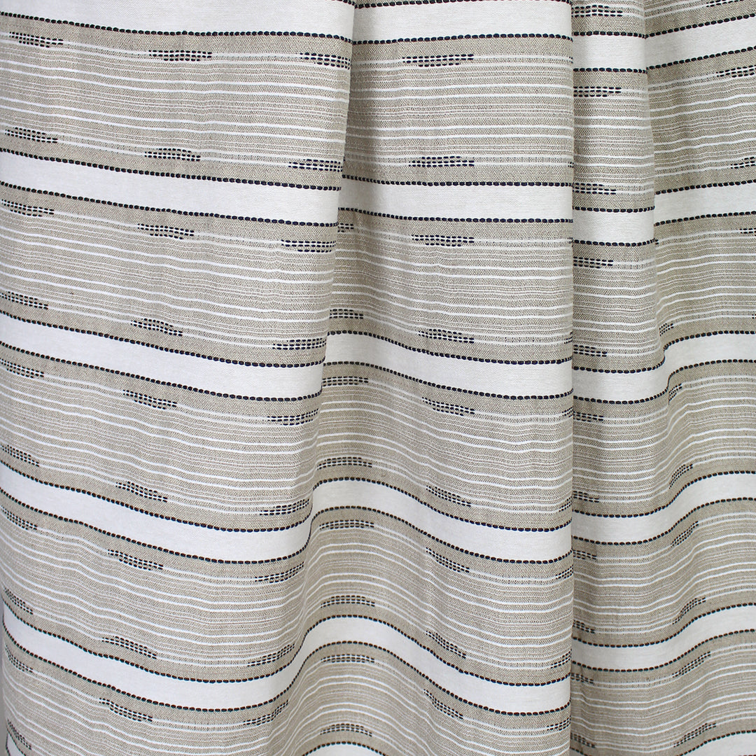 Zegn@ novelty stripe linen/cotton woven - eggshell/black/taupe 1.25 yds