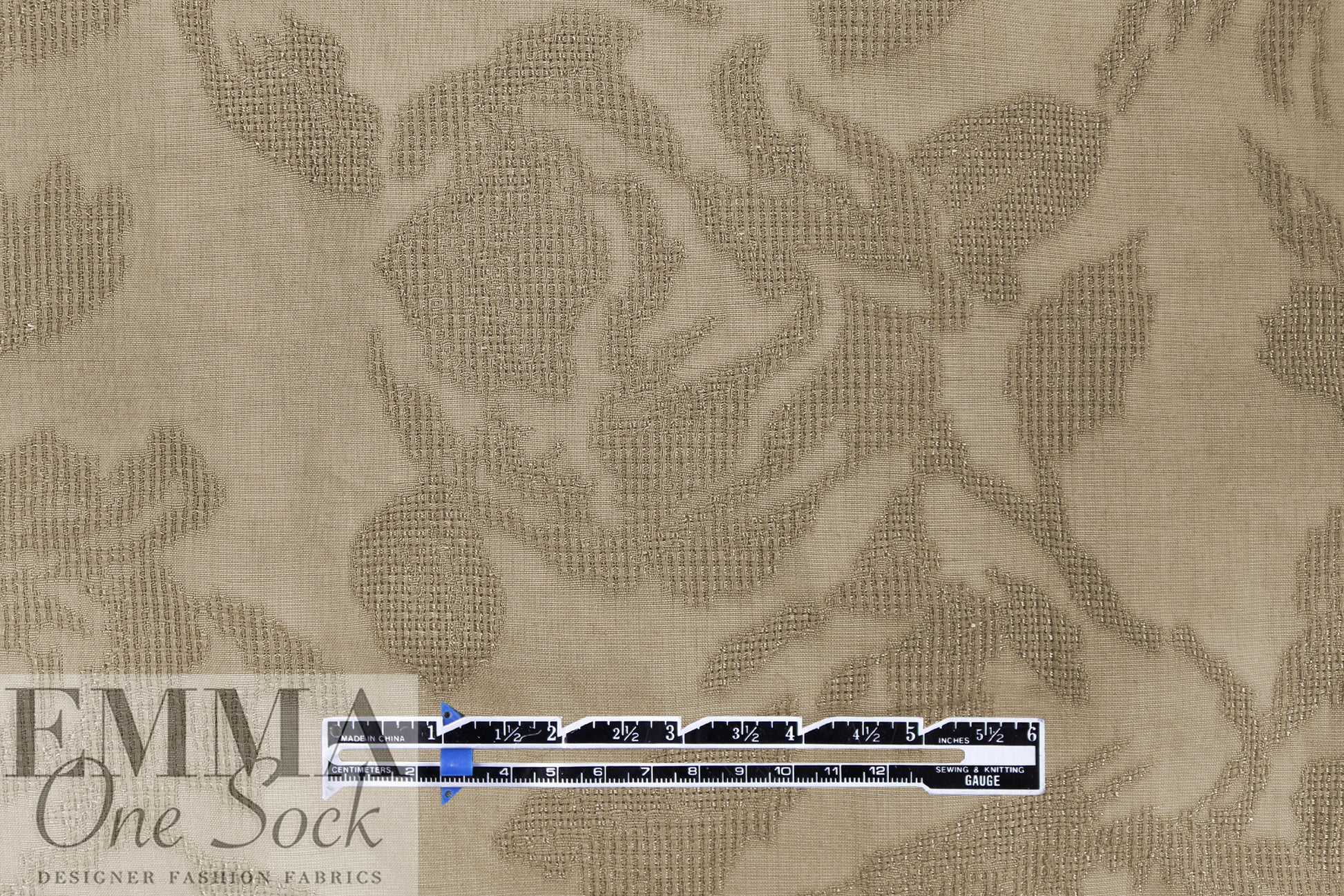 Italian sesame jacquard floral silhouette linen/cotton woven 1.125 yd