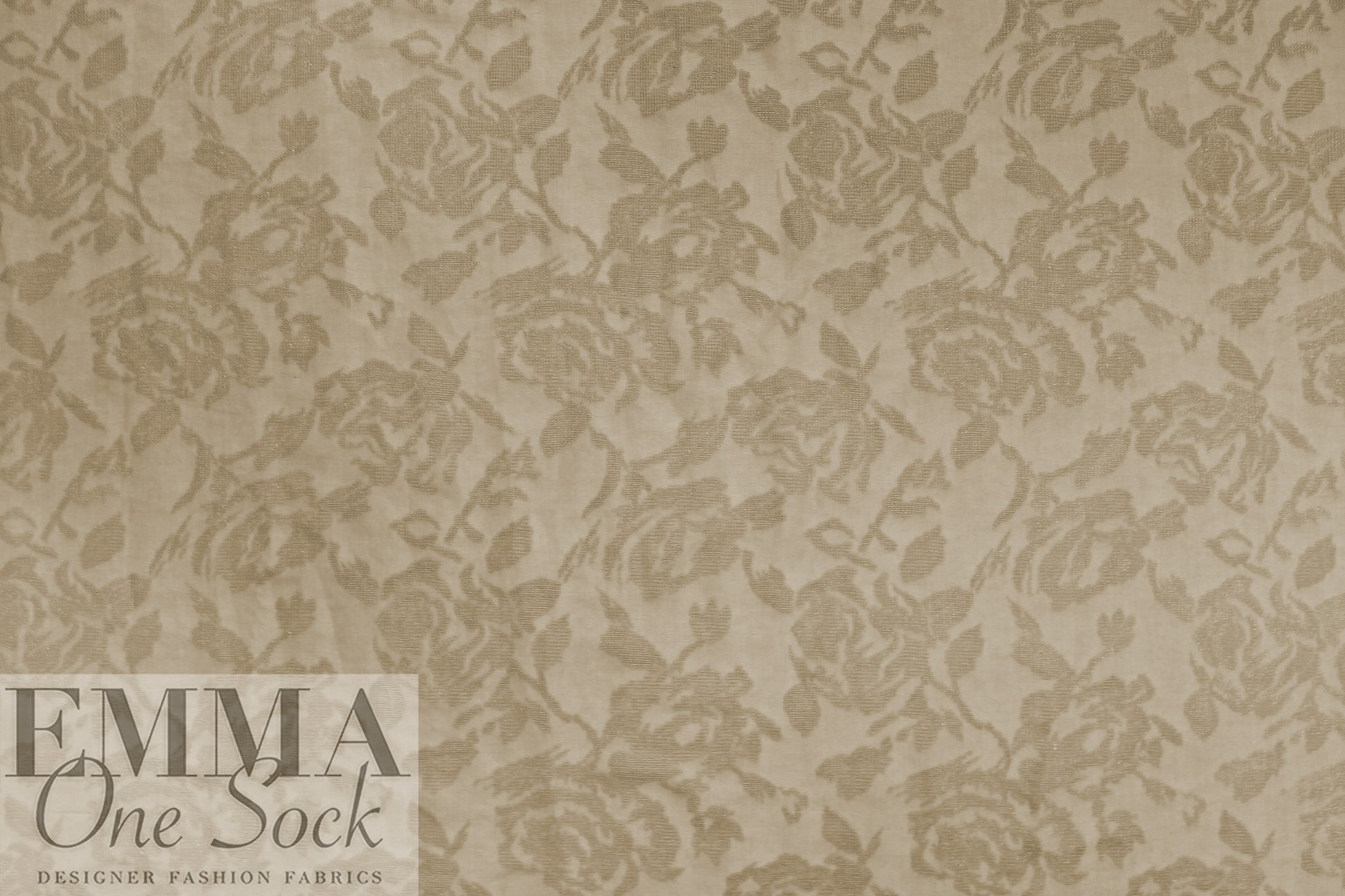 Italian sesame jacquard floral silhouette linen/cotton woven 1.125 yd