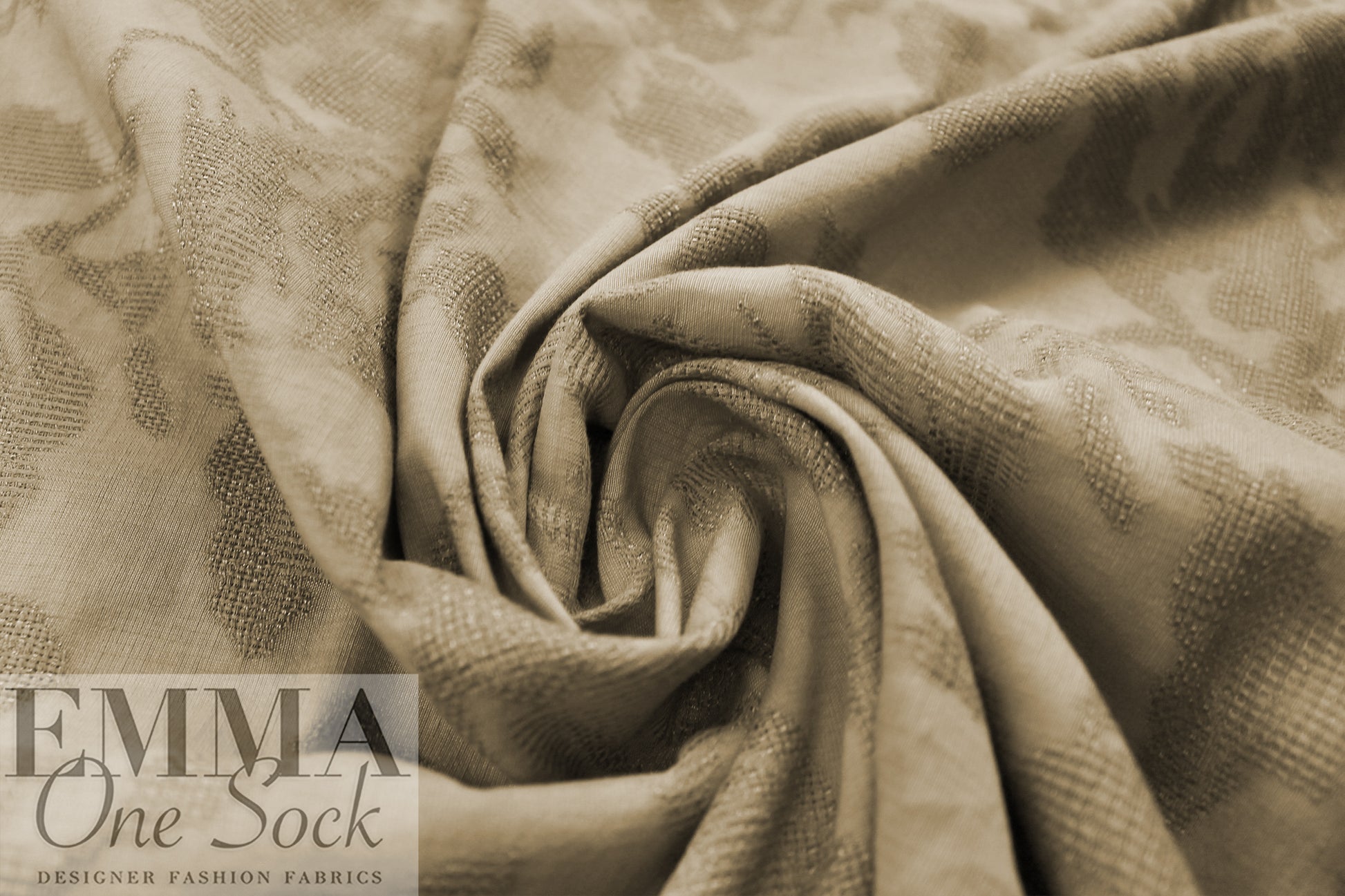 Italian sesame jacquard floral silhouette linen/cotton woven 1.125 yd