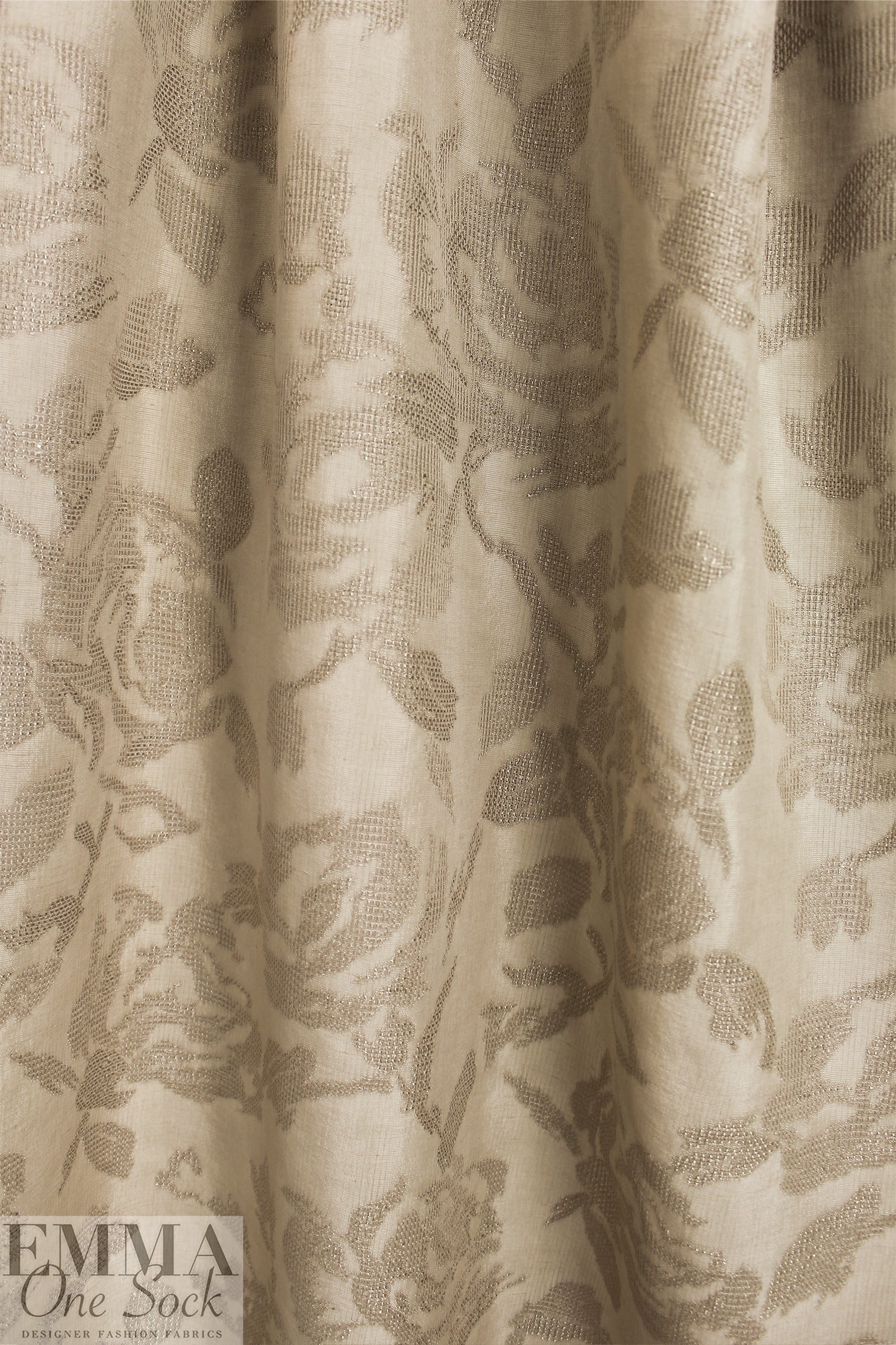 Italian sesame jacquard floral silhouette linen/cotton woven 1.125 yd