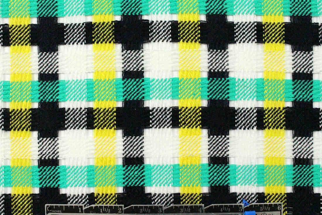 Italian novelty weave cotton suiting - kelly/lemon