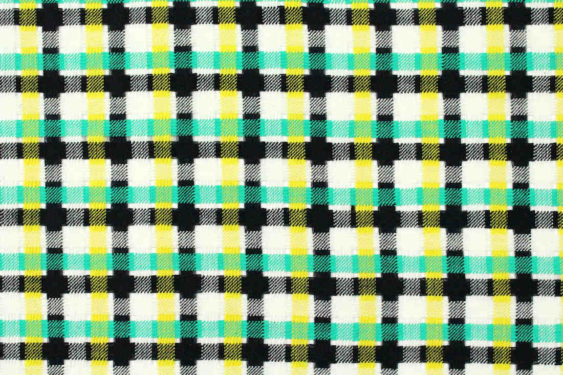 Italian novelty weave cotton suiting - kelly/lemon