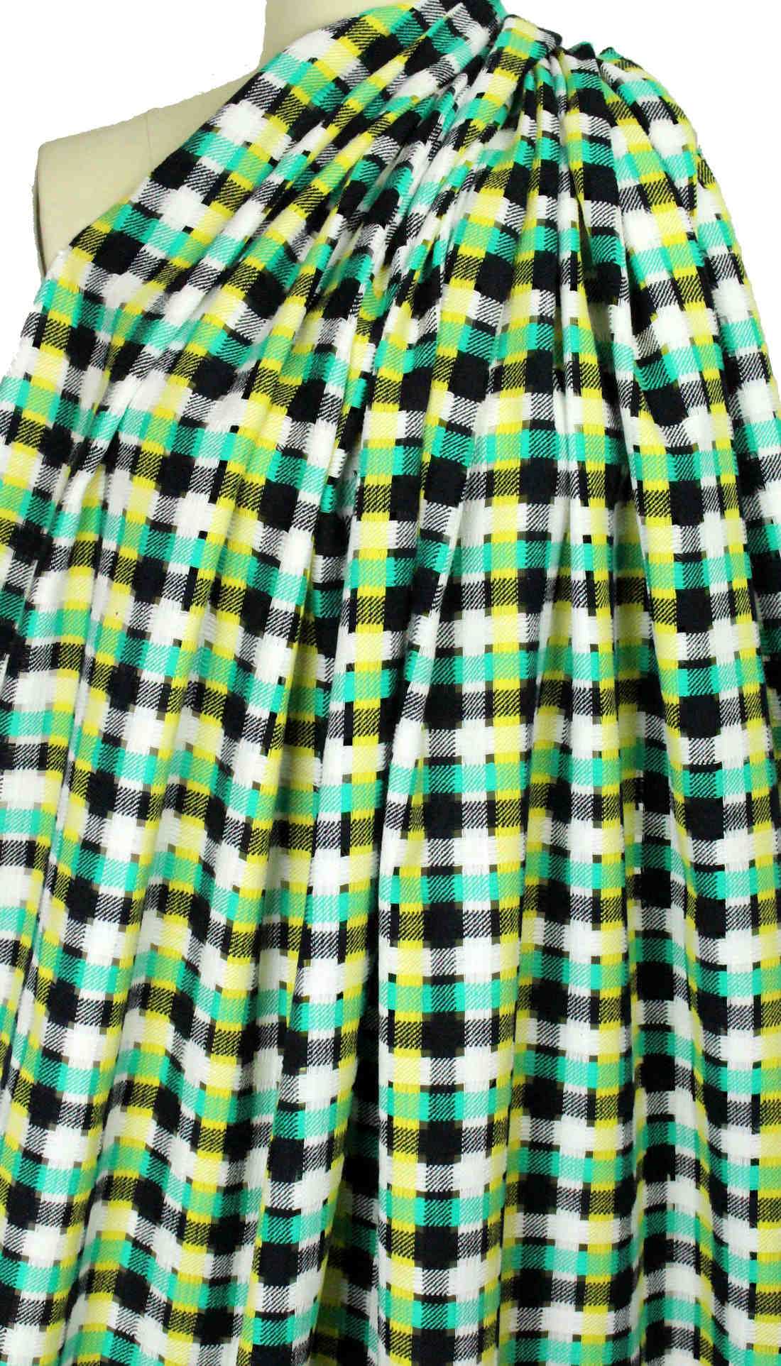 Italian novelty weave cotton suiting - kelly/lemon 1.66 yd