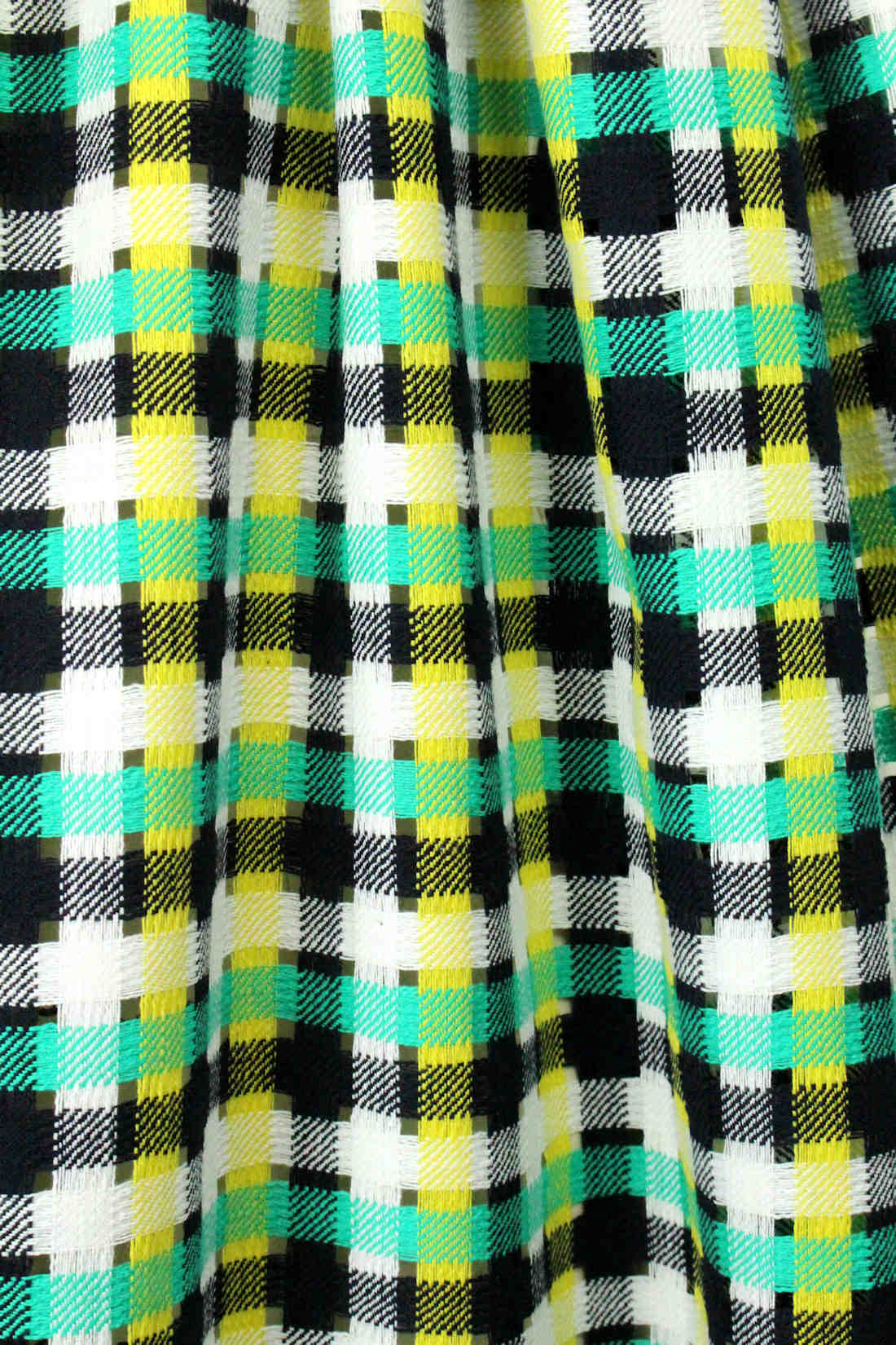Italian novelty weave cotton suiting - kelly/lemon
