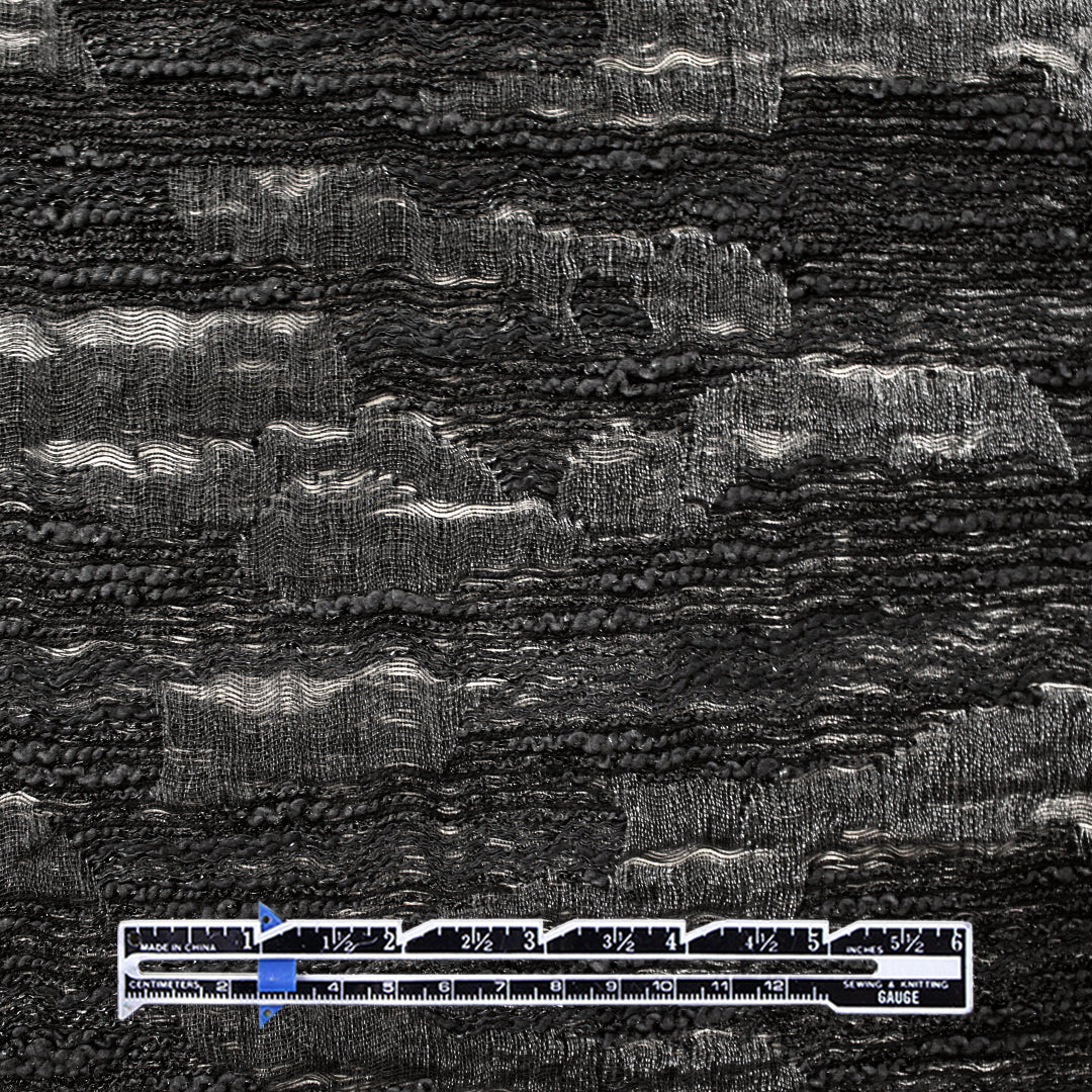 French fancy textured novelty woven - matte black/lurex .75 yds