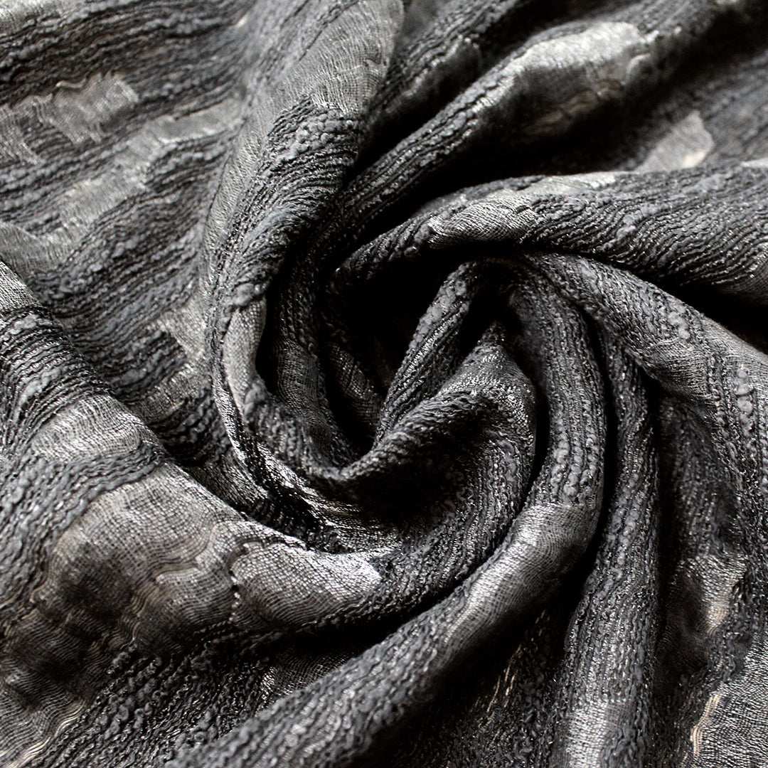 French fancy textured novelty woven - matte black/lurex .75 yds