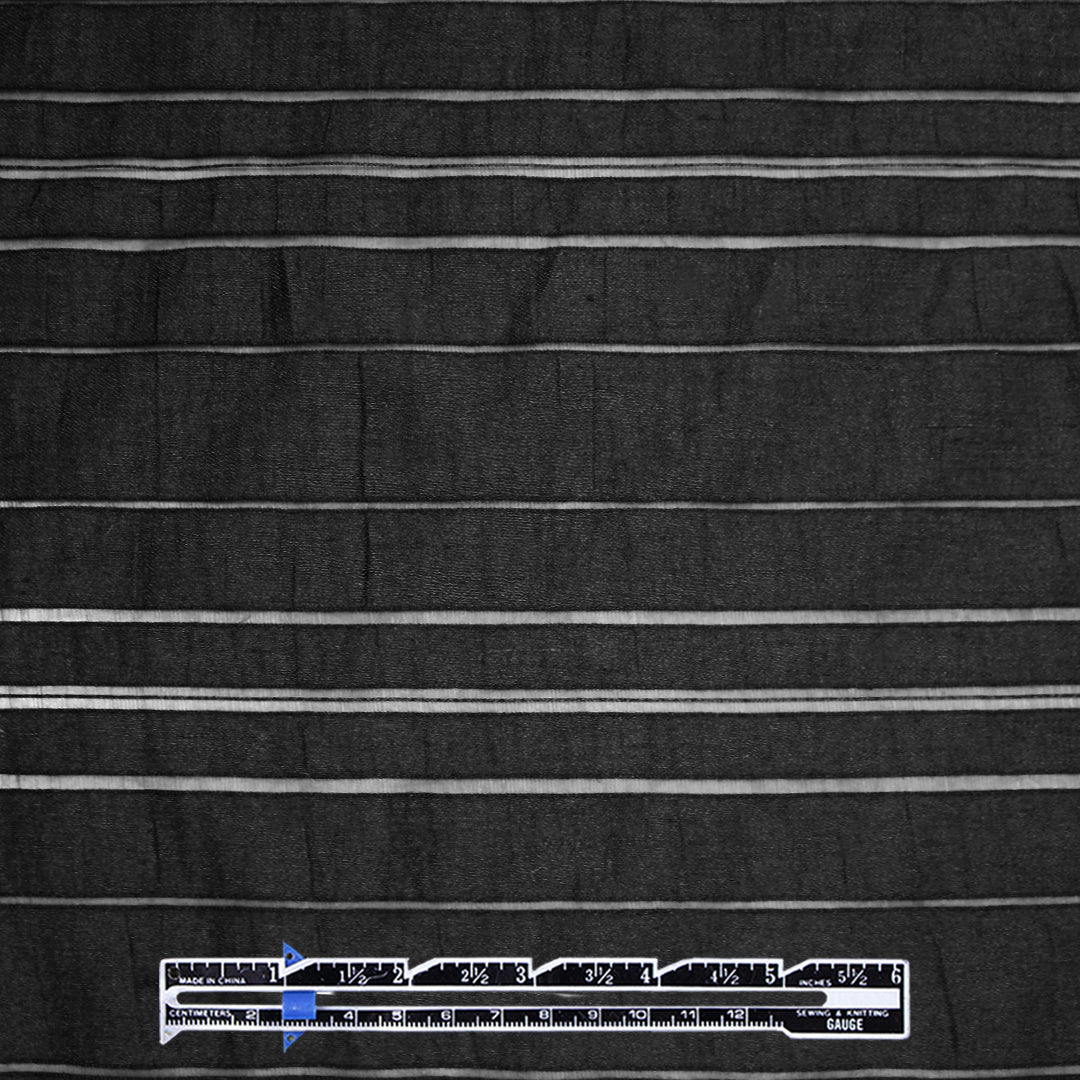 Italian cotton/poly black stripe novelty sheer .625 yds