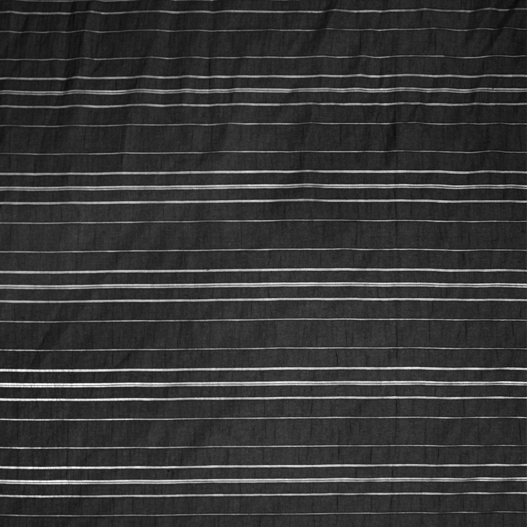 Italian cotton/poly black stripe novelty sheer .625 yds