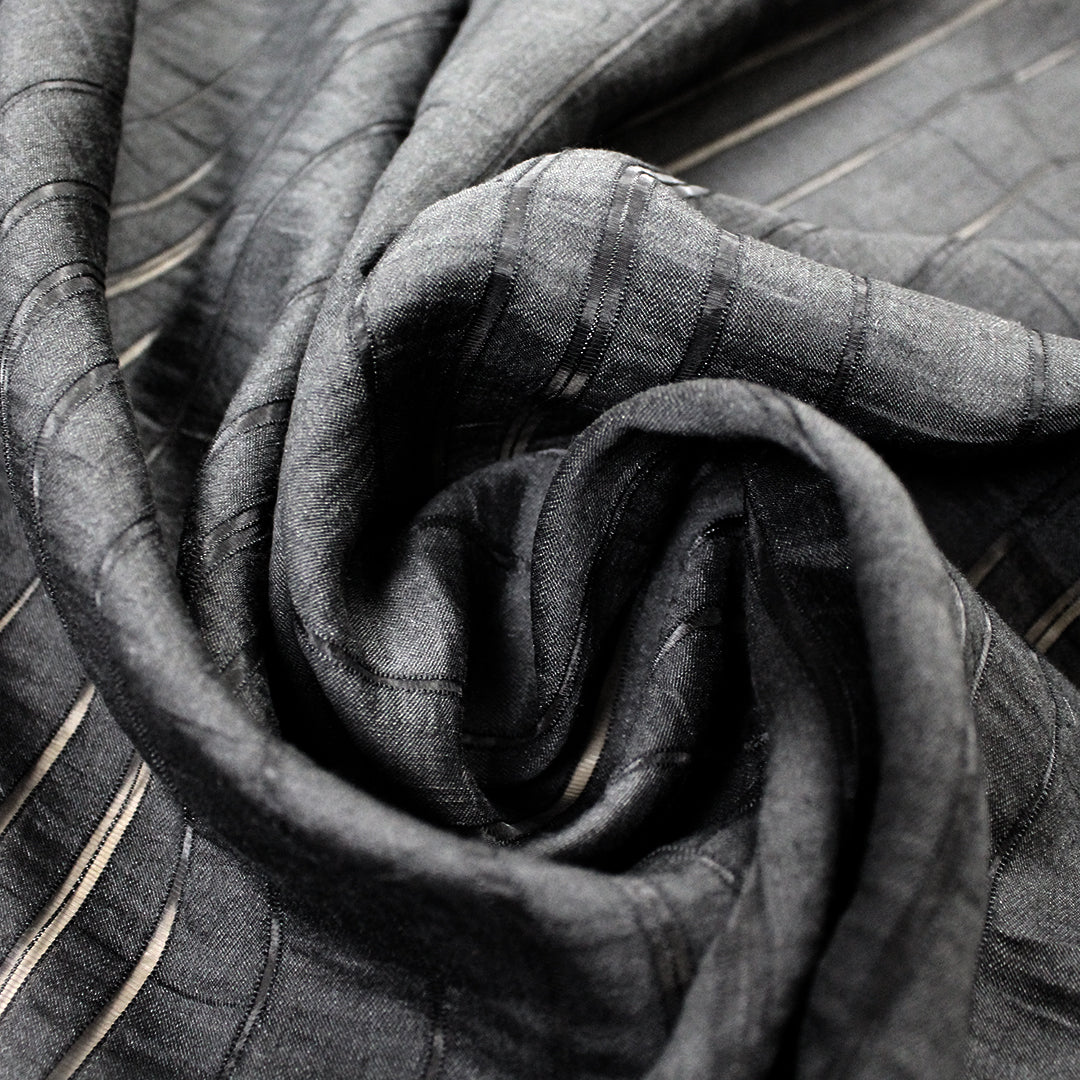 Italian cotton/poly black stripe novelty sheer .625 yds