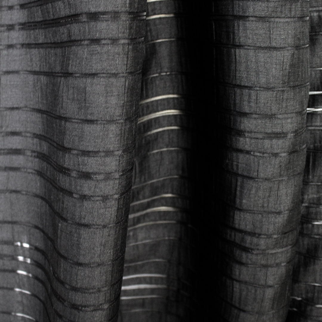 Italian cotton/poly black stripe novelty sheer .625 yds