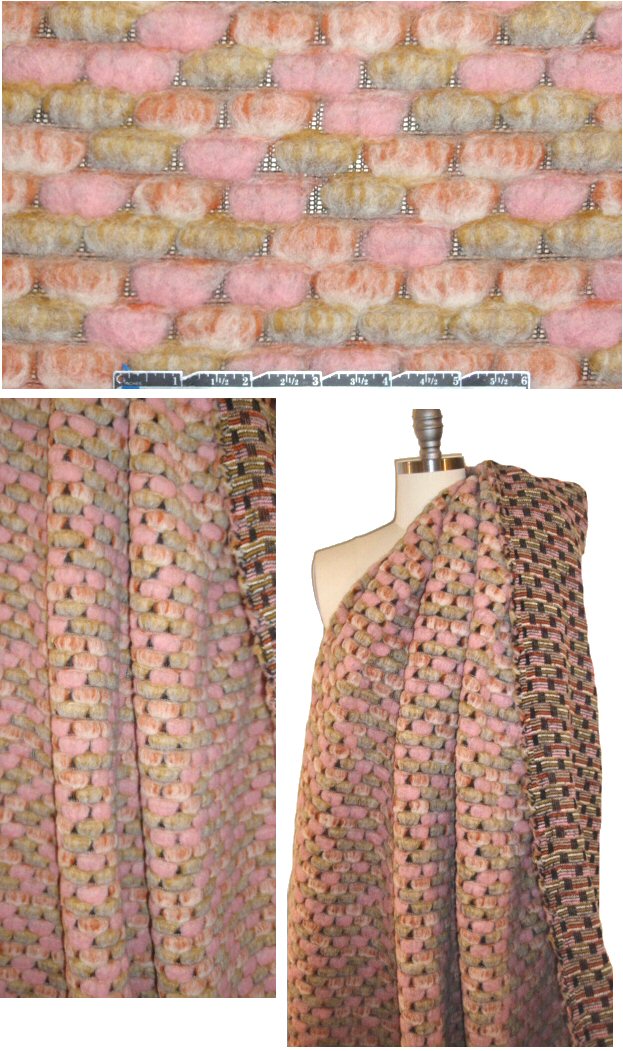 Italian super chunky pink blush wool  boucle' knit 1.33 yds