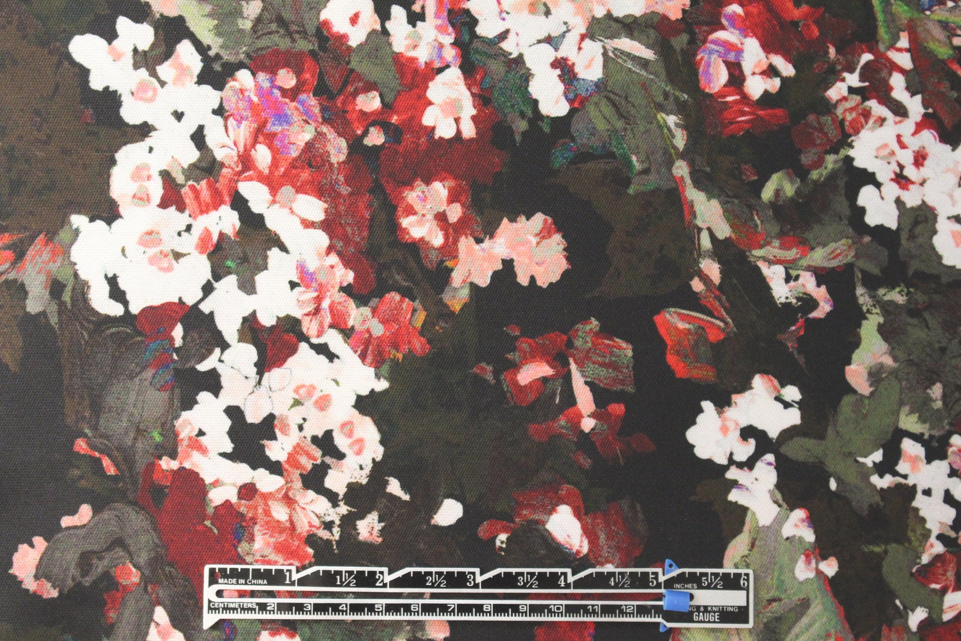 famous designer watercolor floral border 'poly-silk' twill