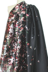 famous designer watercolor floral border 'poly-silk' twill