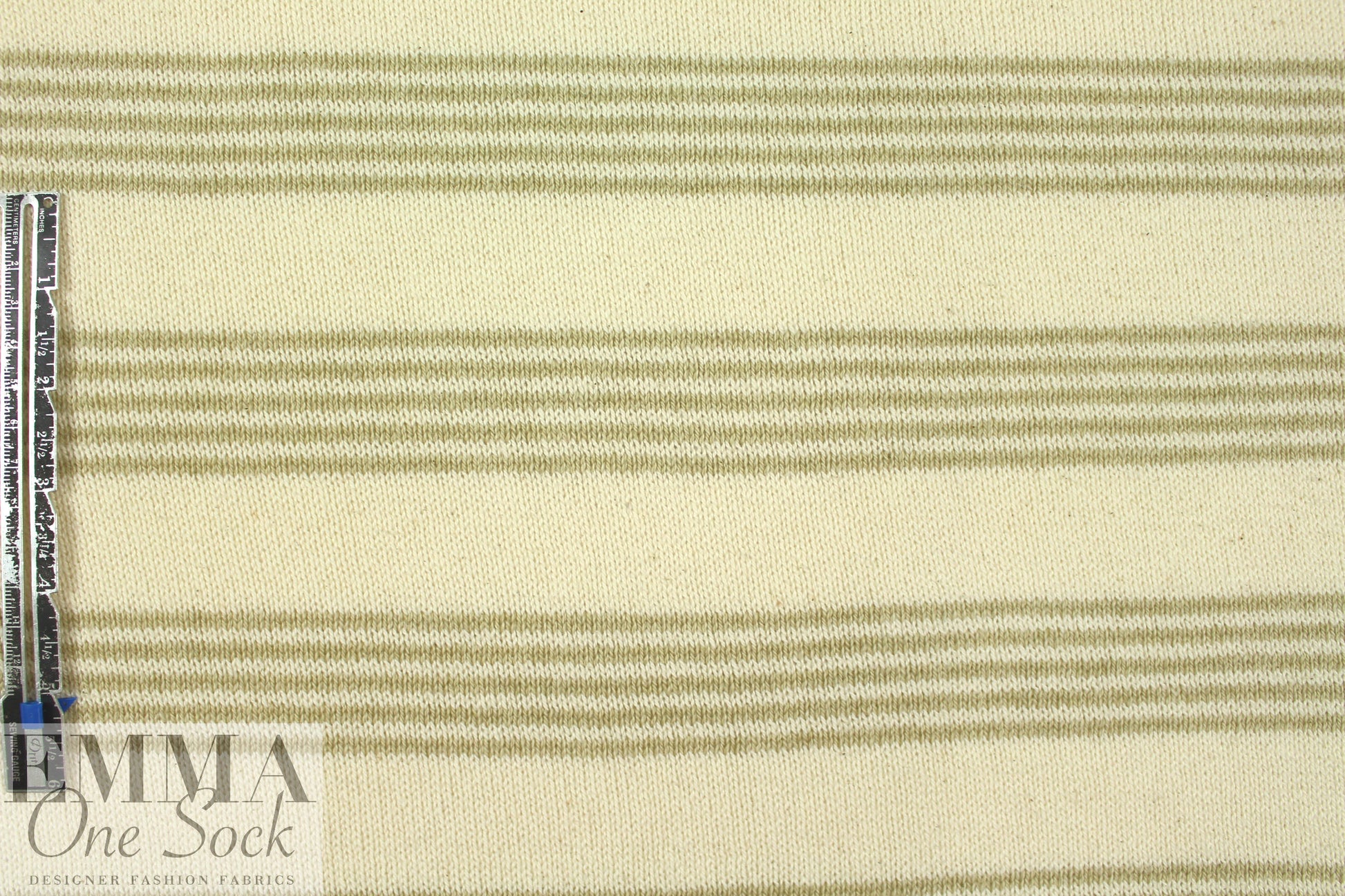 O! Jolly! natural/olive jersey stripe sweater knit