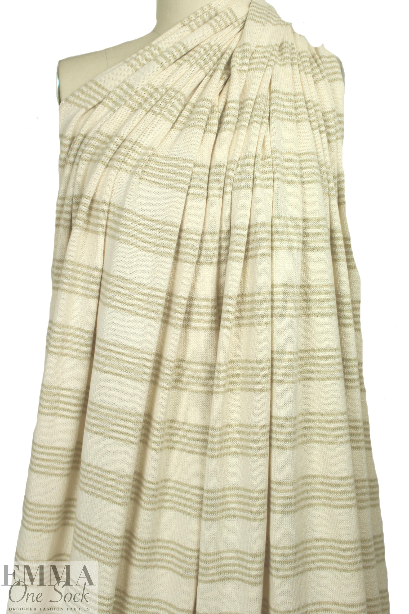 O! Jolly! natural/olive jersey stripe sweater knit