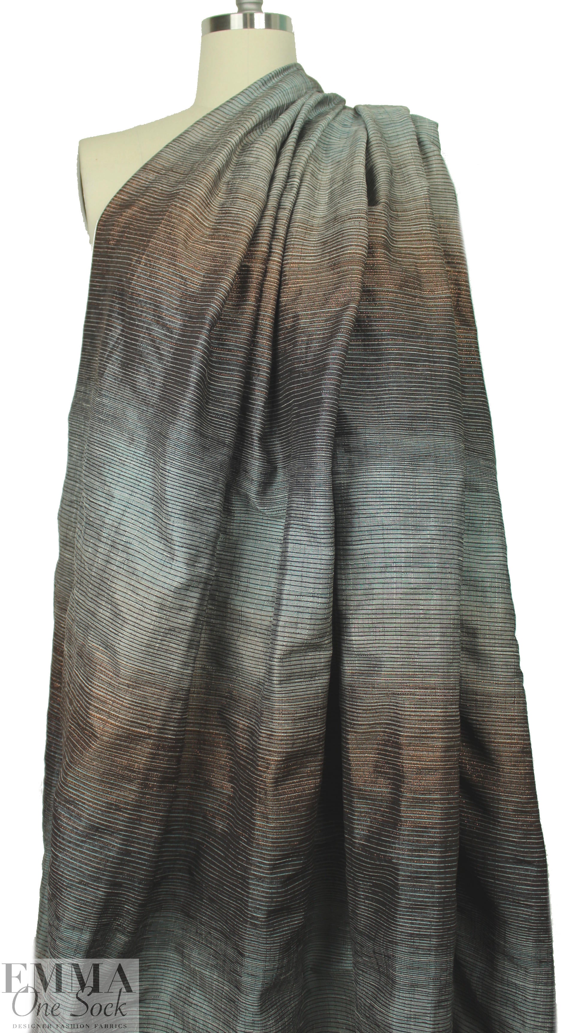 Italian viscose/metallic ombre' stripe woven