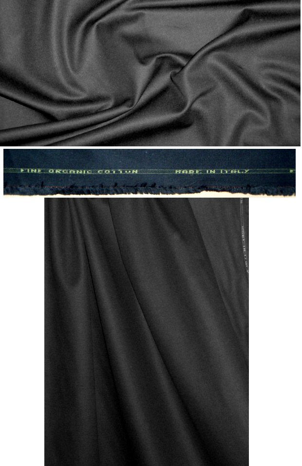 Italian woven selvedge organic cotton woven - black 1.33 yd