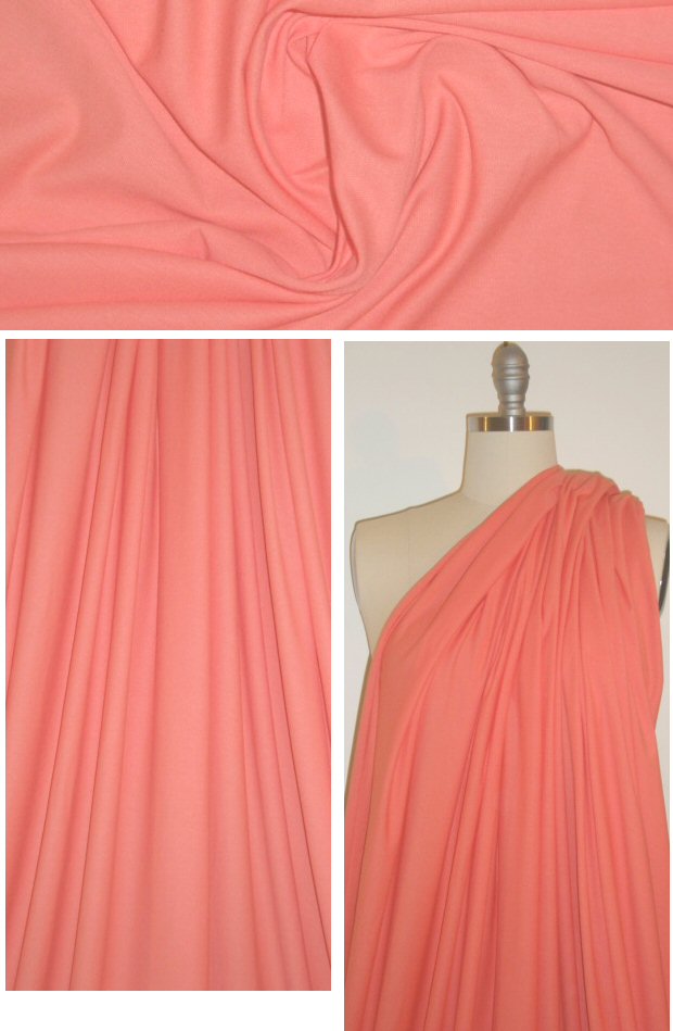 organic 100% cotton lightweight knit - coral 1.25 yds
