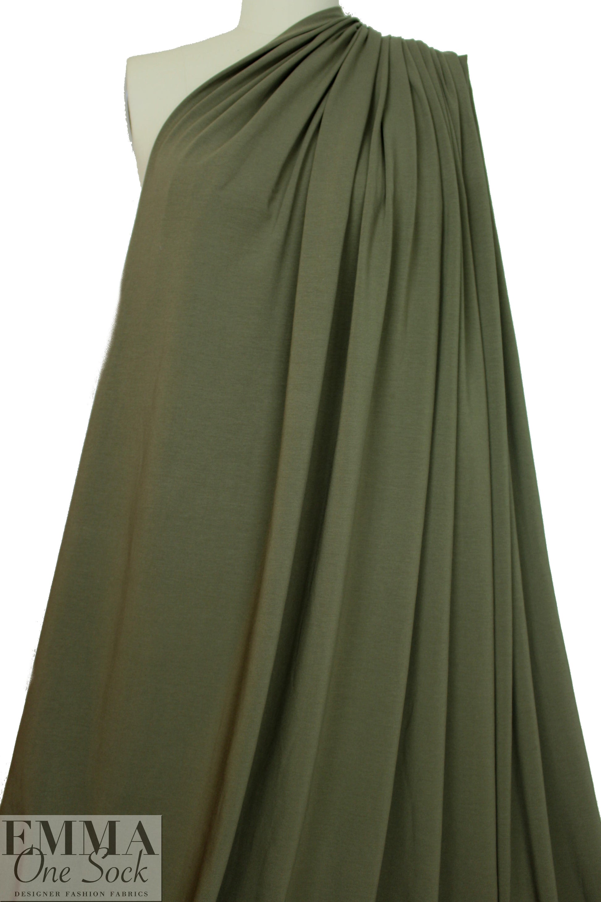 army green organic cotton/spandex jersey 4-way 1.75 yd