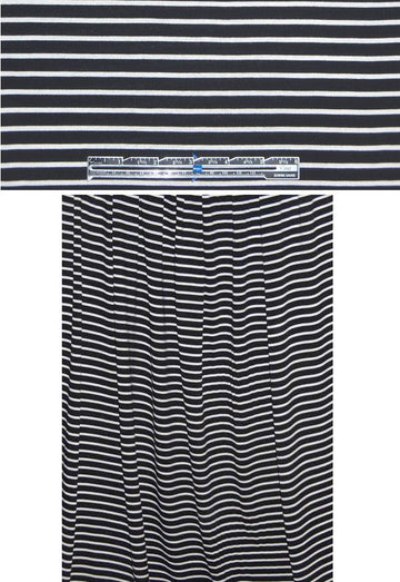 bamboo visc/cotton jersey - b/w stripe 2.25 yds