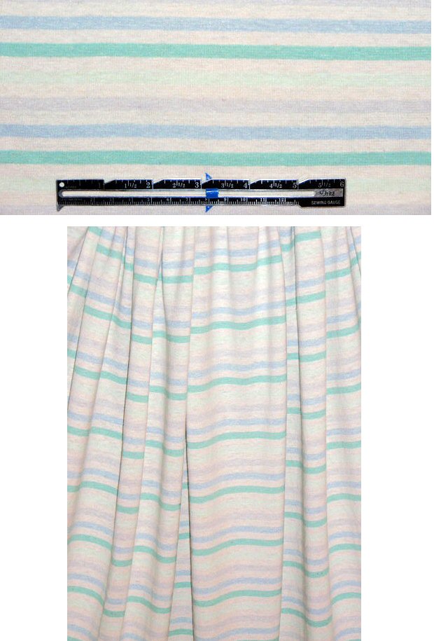 hemp/cotton jersey - mint/blue/natural stripe 1.33 yds