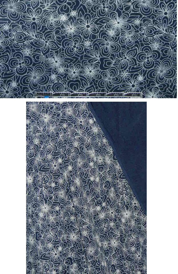 organic cotton/spandex floral print jersey - midnight/white