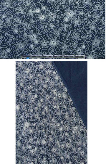 organic cotton/spandex floral print jersey - midnight/white