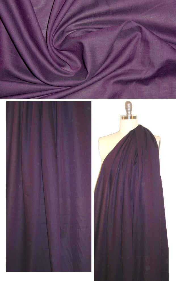 organic cotton dobby voile woven - deep plum 1.5 yd