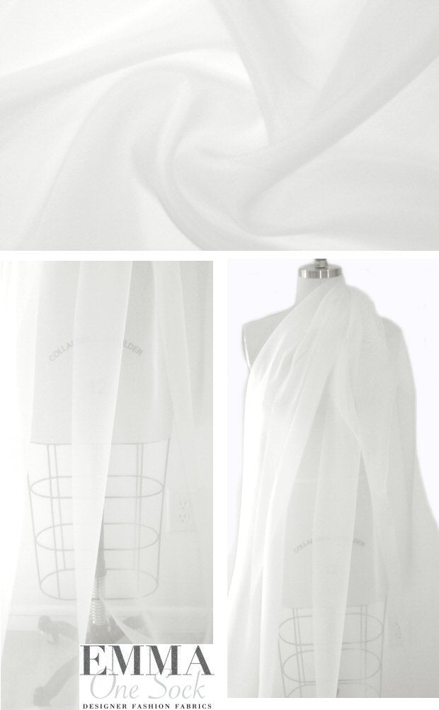 Italian super fine 100% silk organza - ivory 1.125 yd