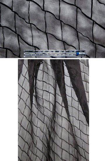 black pintuck grid silk organza