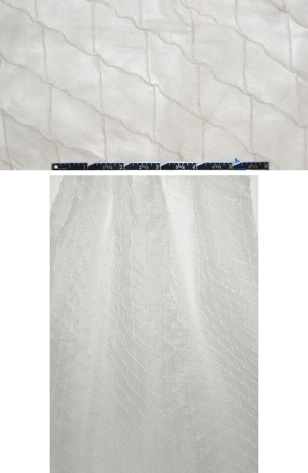 white pintuck grid silk organza