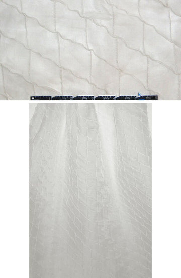 white pintuck grid silk organza