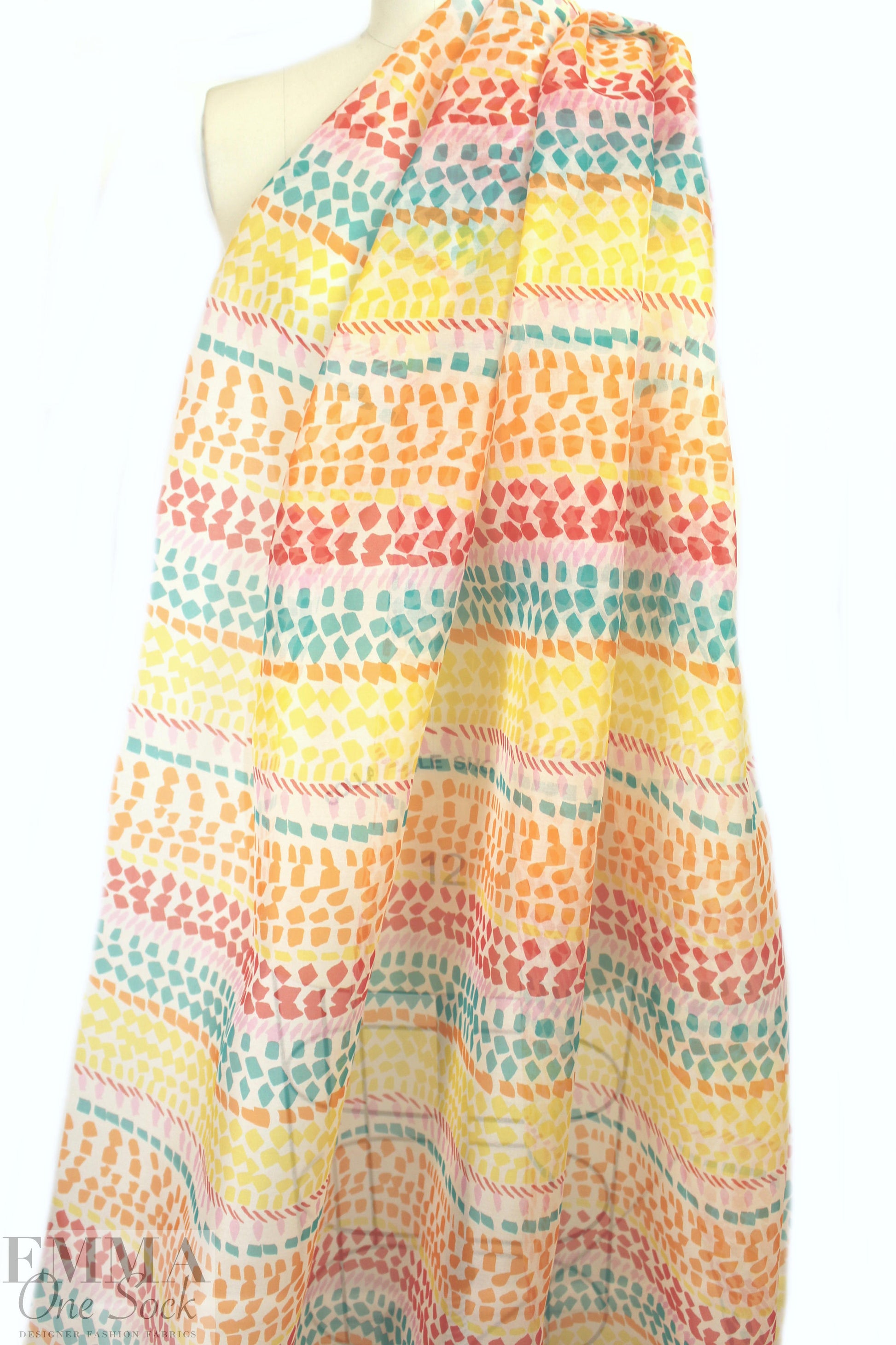 Italian silk organza - graphic dotty stripe