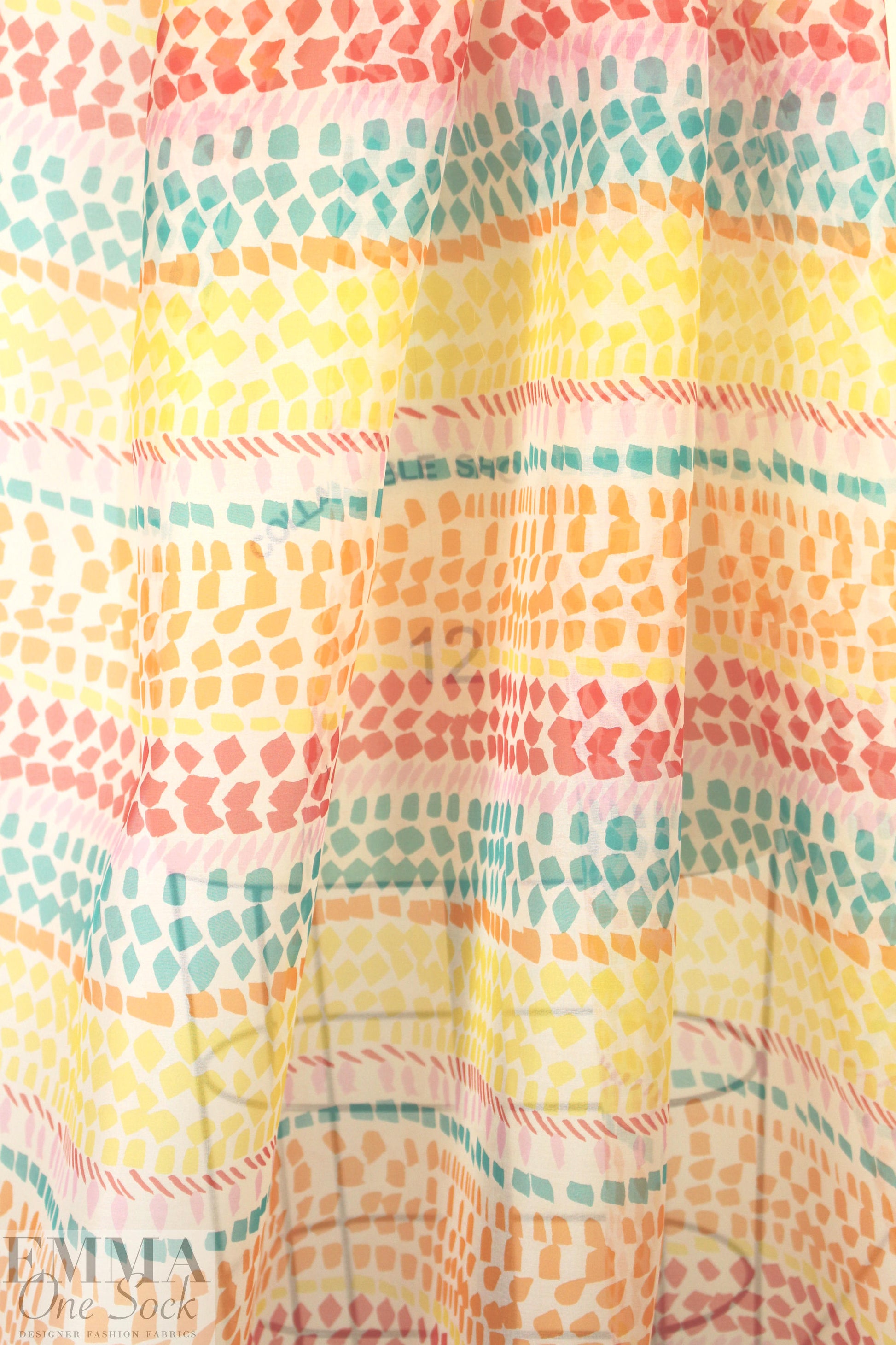 Italian silk organza - graphic dotty stripe
