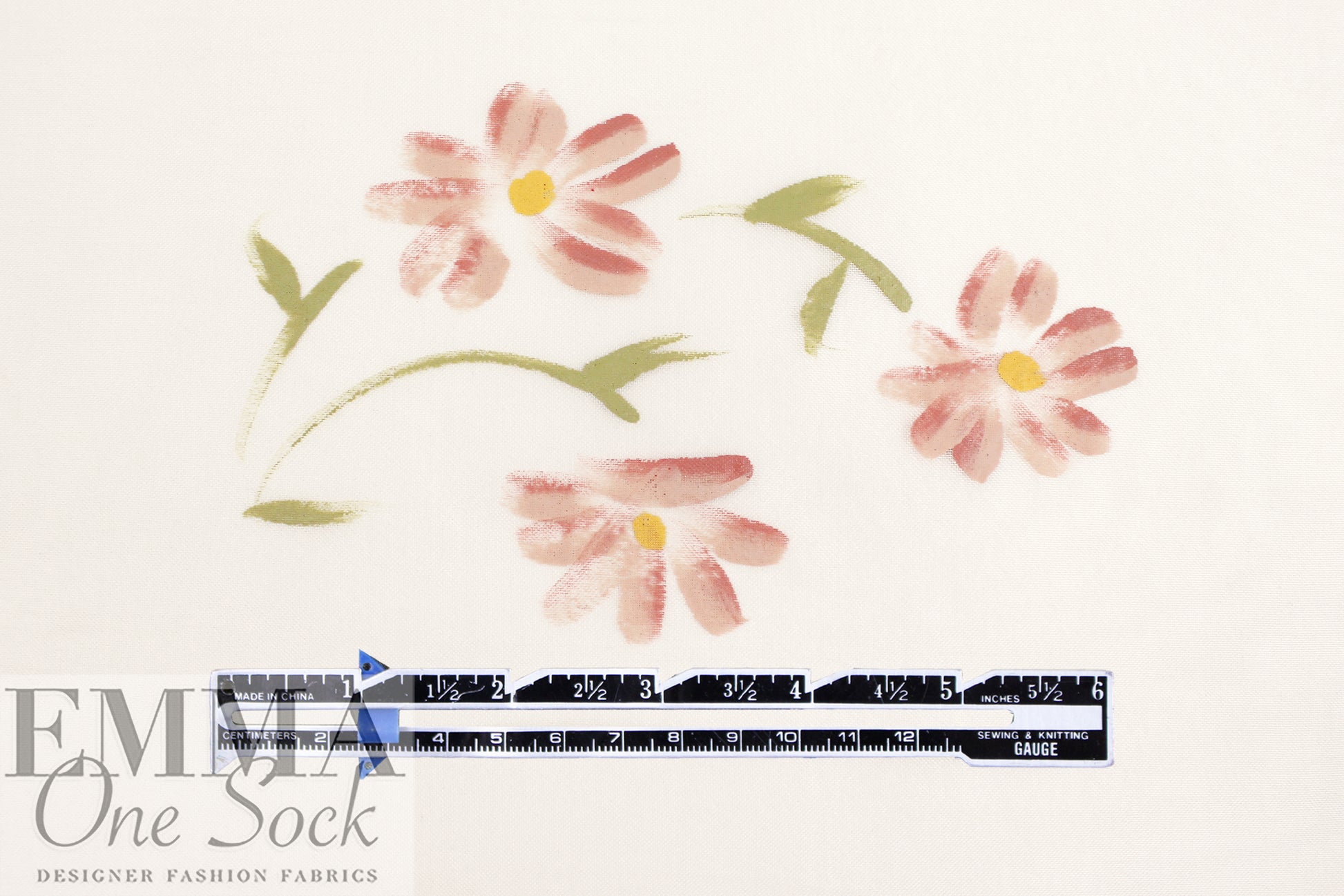 CA designer hand painted flower silk organza 1.625 yd
