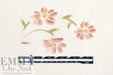CA designer hand painted flower silk organza 1.625 yd