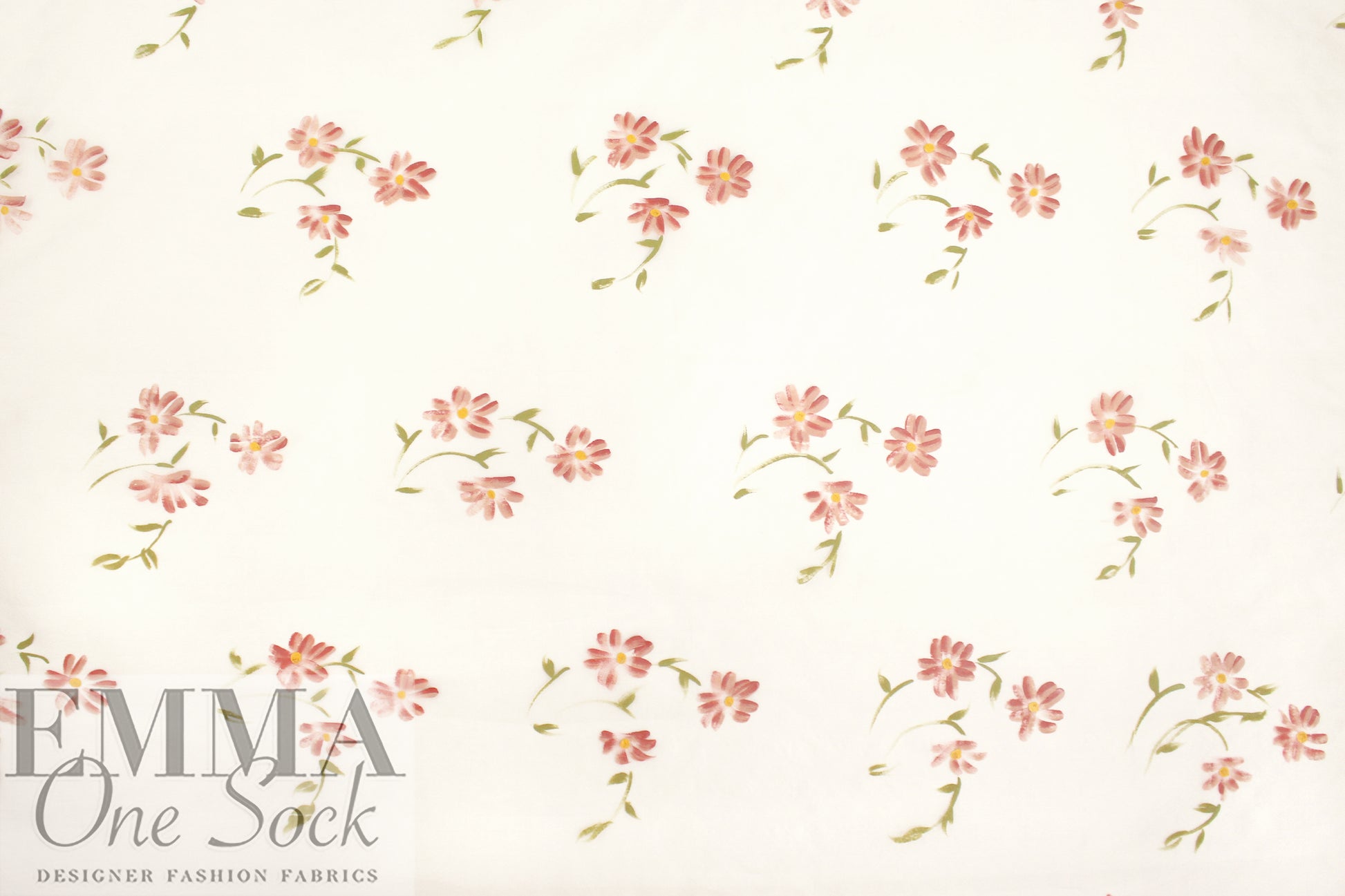 CA designer hand painted flower silk organza 1.625 yd