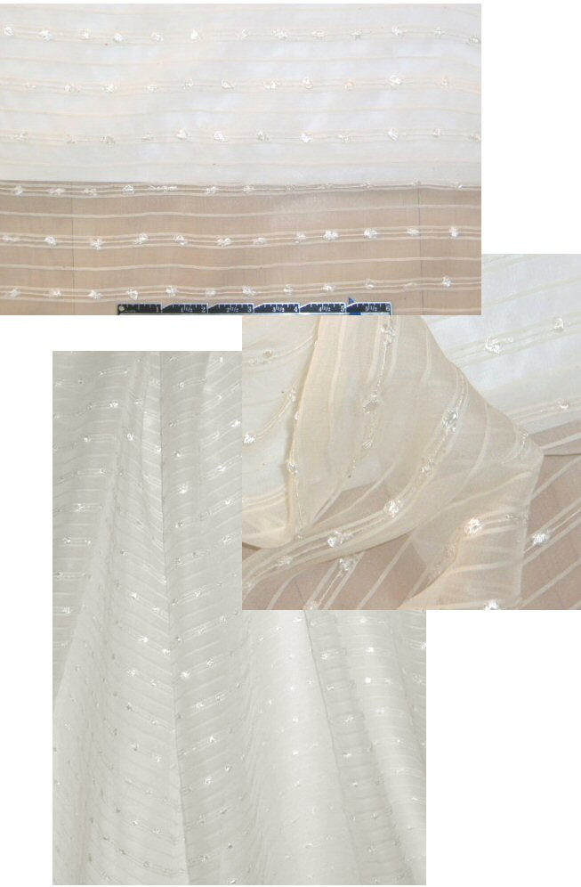 David Meister cream fancy stripe silk organza