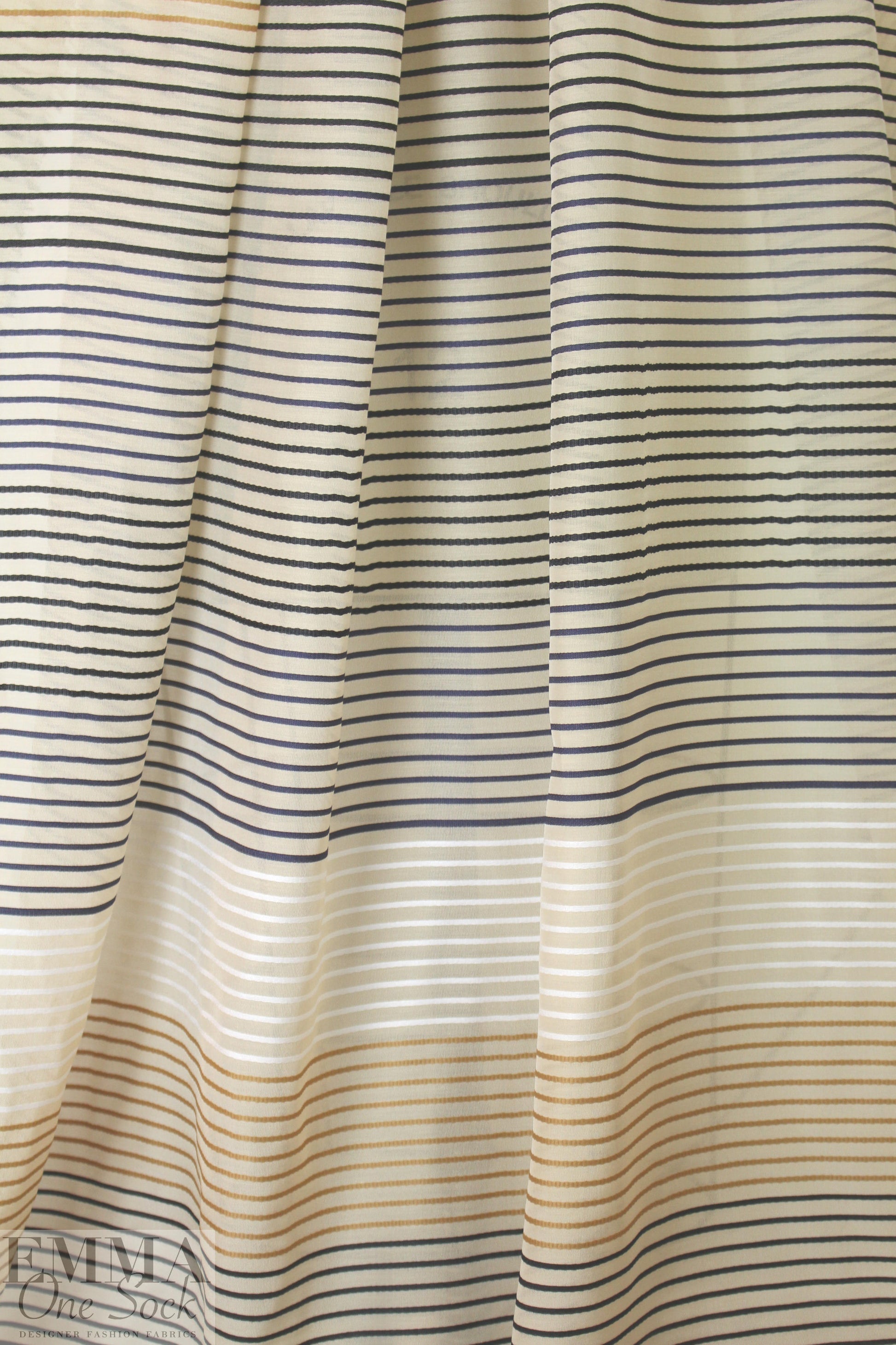 Italian visc/silk/cotton yarn-dye striped voile 1 yard