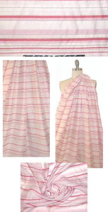 Italian cotton/nylon yarn-dye pink stripe voile 1.25 yd