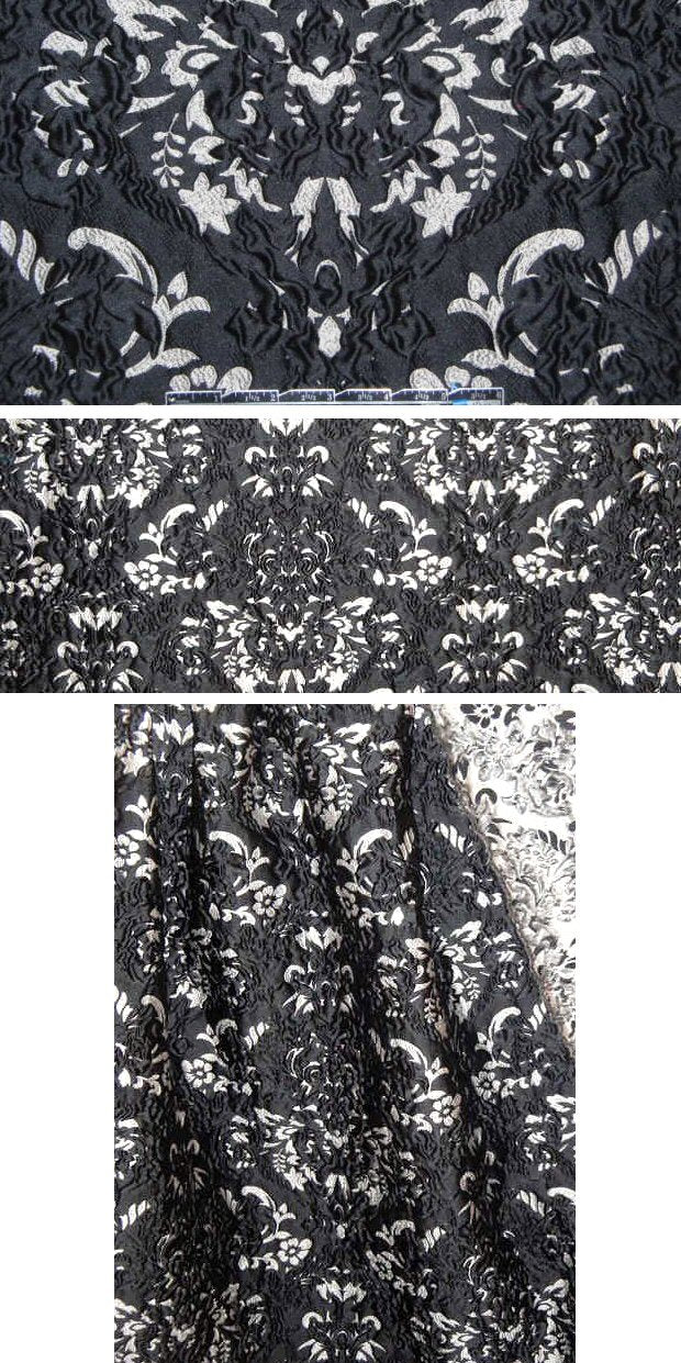 0scar black/silver textured medallion cloque' 1.625 yd