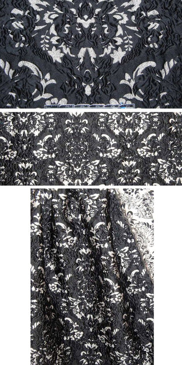 0scar black/silver textured medallion cloque' 1.625 yd