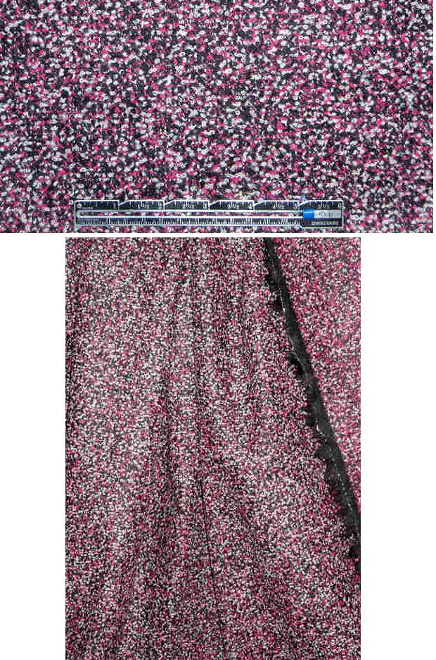 0scar wool tweed/boucle' suiting - black/pink 1.5 yds