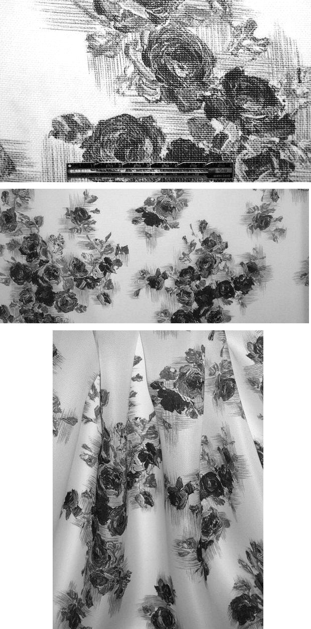 0scar floral printed silk gazar - black/white