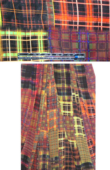 0scar Italian plaid montage print silk CDC .875 yds FLAW